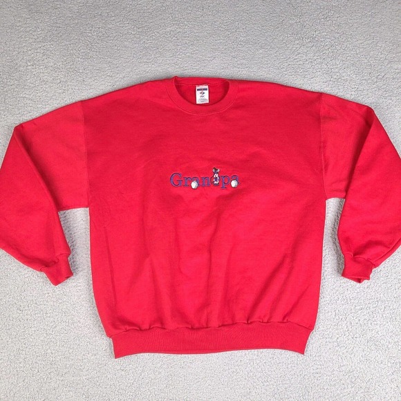 Grandpa Golf Sweatshirt‎ Mens XL Red Crew Neck Embroidered Jerzees - Picture 1 of 13